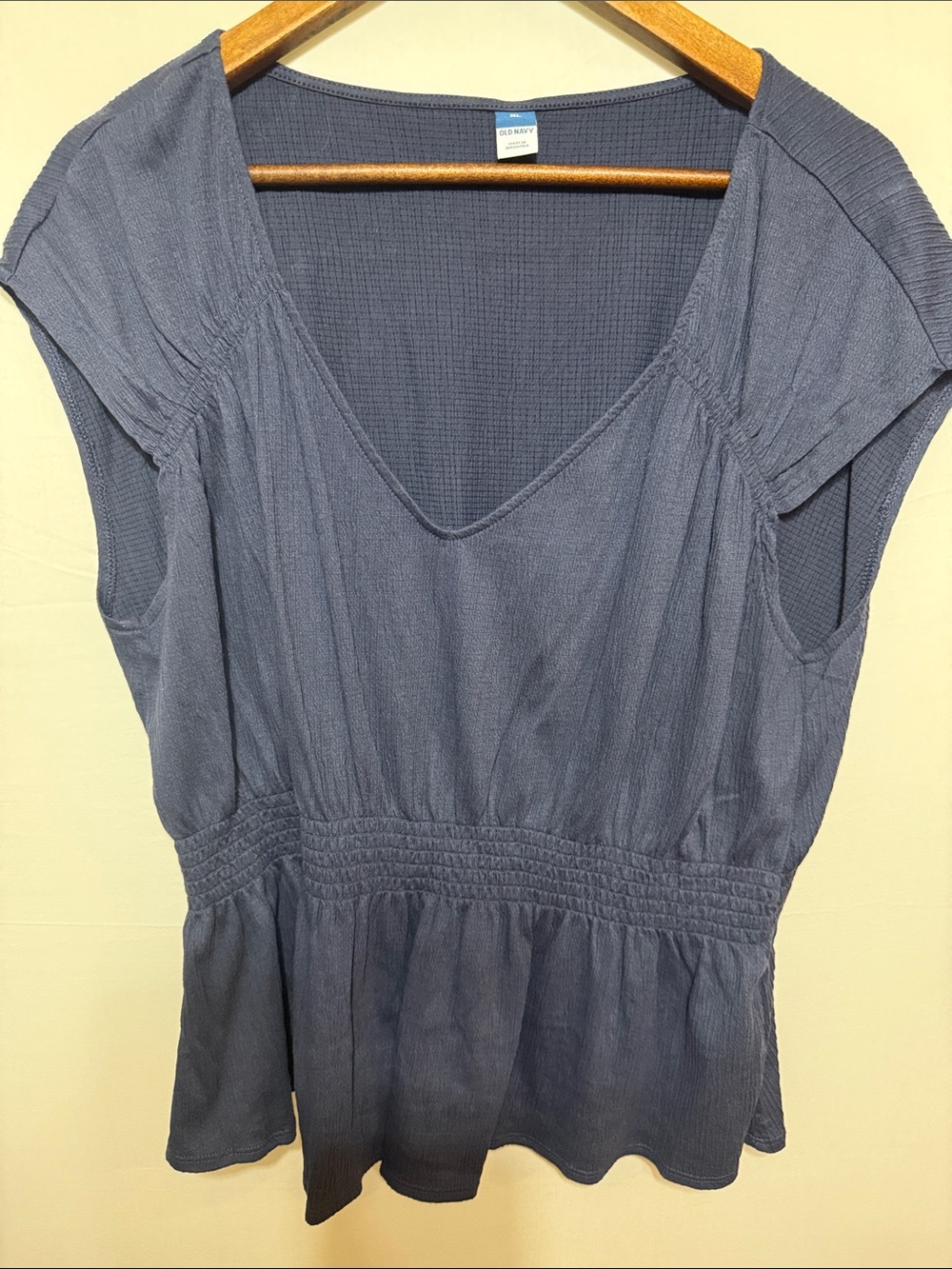 Old Navy Slate Blue Peplum Cap-Sleeve Top